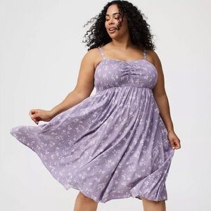Torrid Midi Challis Sweetheart Smocked Bust Dress